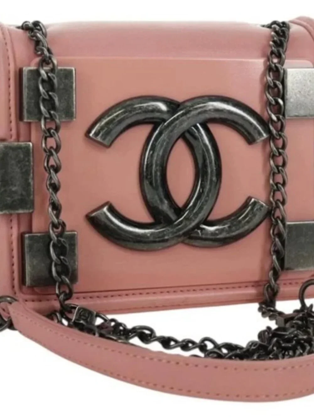 CHANEL Matelasse Lego Boy Chain Shoulder Bag Lamb Skin Pink CC Auth 172559SAM